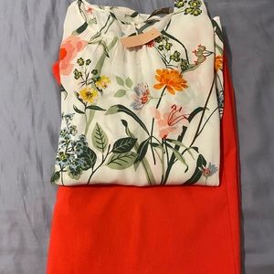 Bundled Outfit: Loft 24W Floral Blouse with Lane Bryant 24W Pant